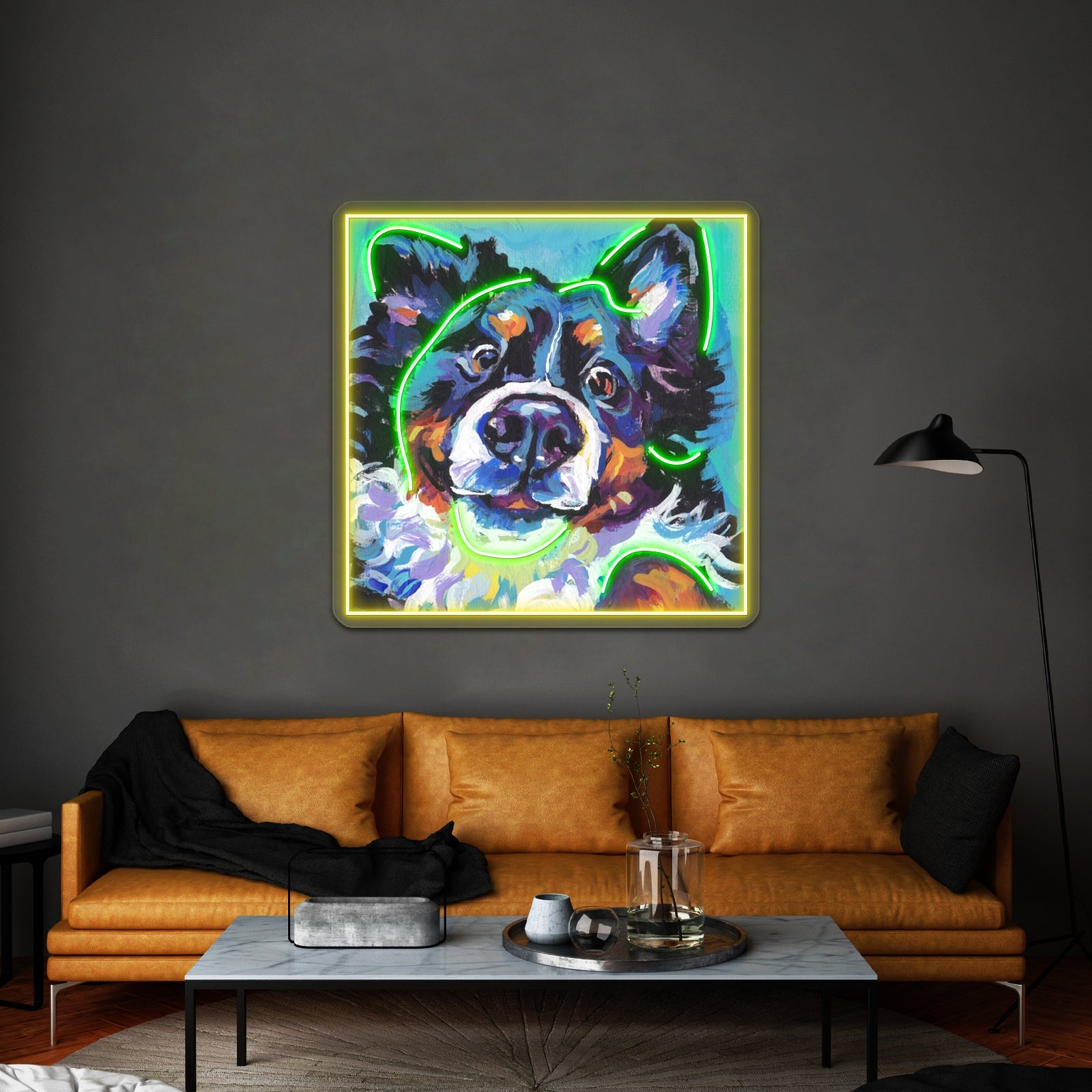 Bernese Mountain Dog Bright Colorful Pop Dog Artwork Led Neon Sign - Shineneon