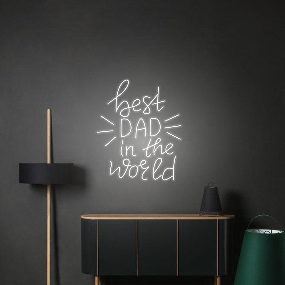 Best Dad In The World White Handwritten Led Neon Sign Home Decor | Shineneon