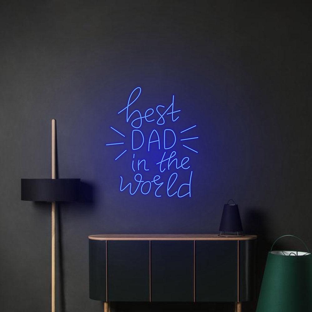 Best Dad In The World White Handwritten Led Neon Sign Home Decor | Shineneon