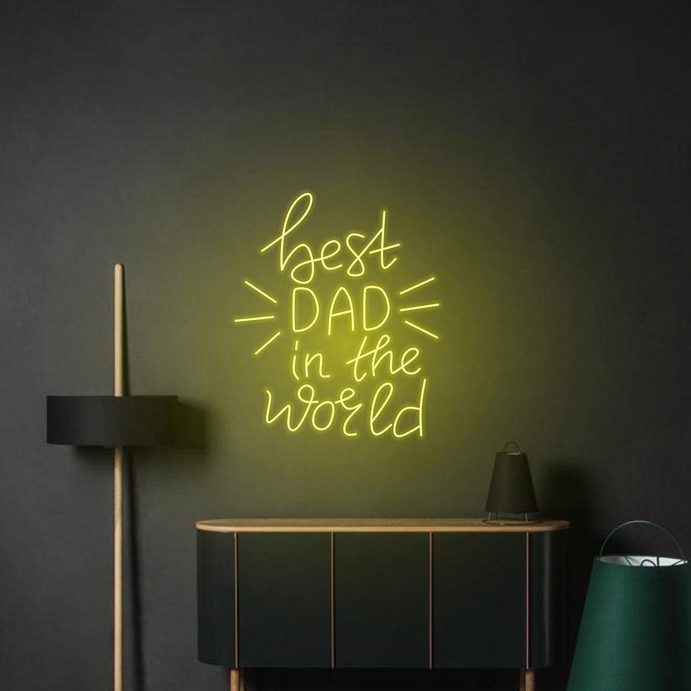 Best Dad In The World White Handwritten Led Neon Sign Home Decor | Shineneon