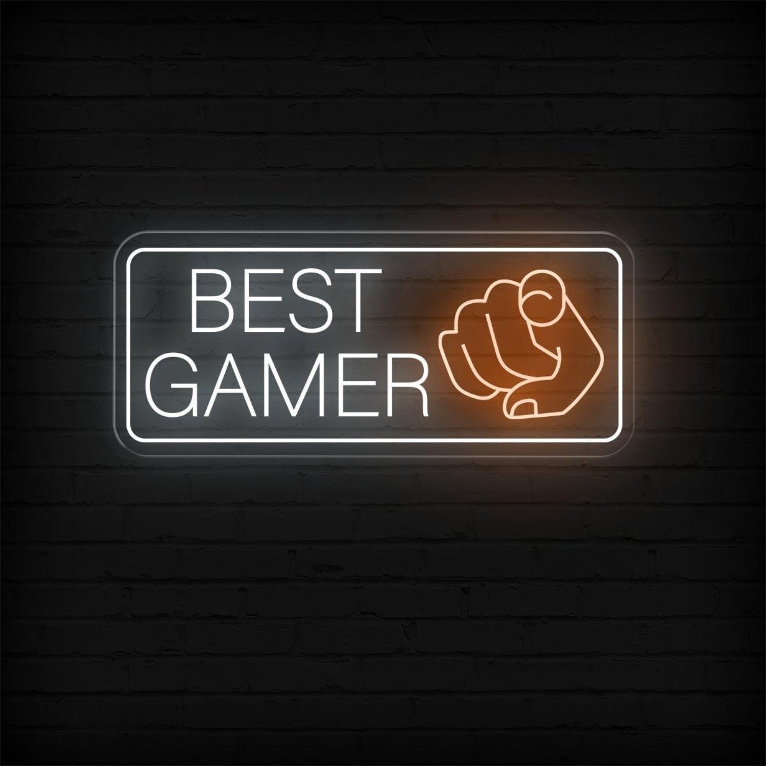 Best Gamer White Orange Led Neon Sign With Fist Design For Gaming Room Wall Art | Shineneon