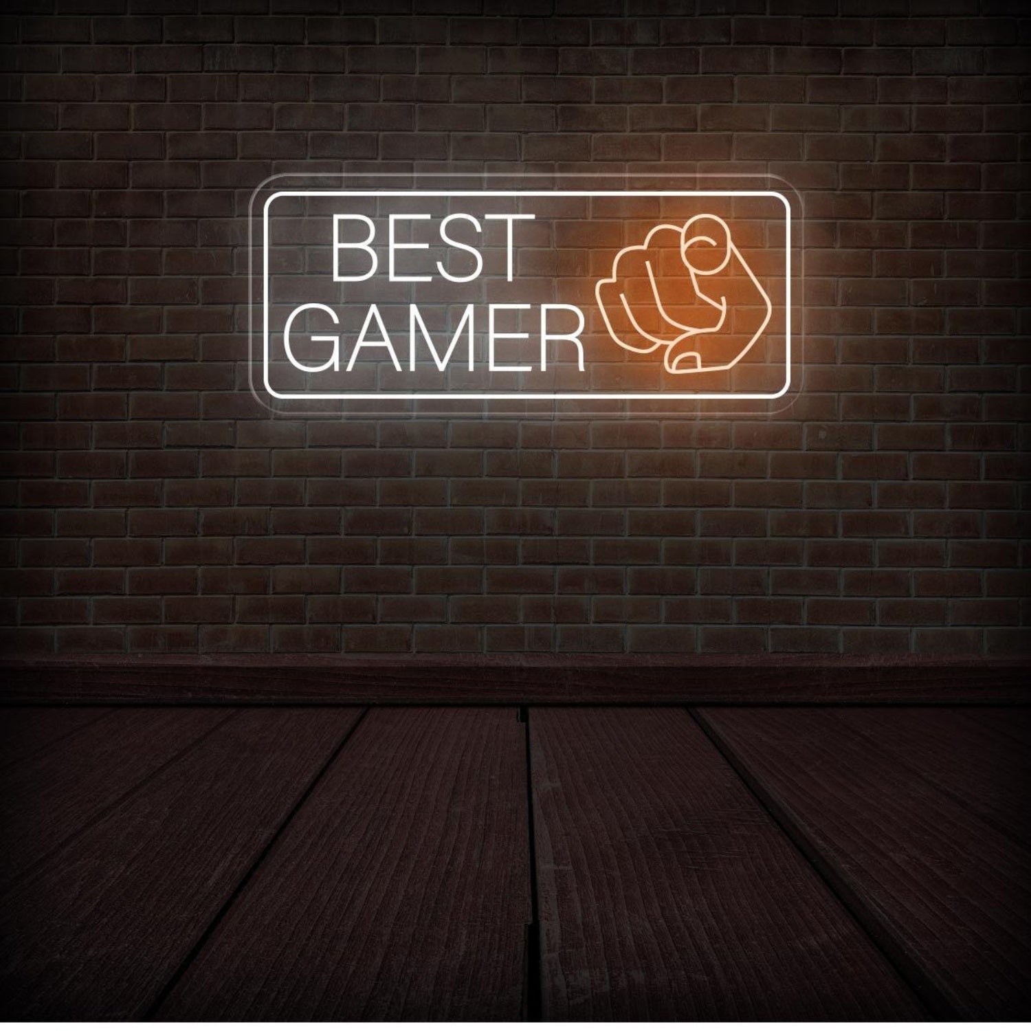 Best Gamer White Orange Led Neon Sign With Fist Design For Gaming Room Wall Art | Shineneon