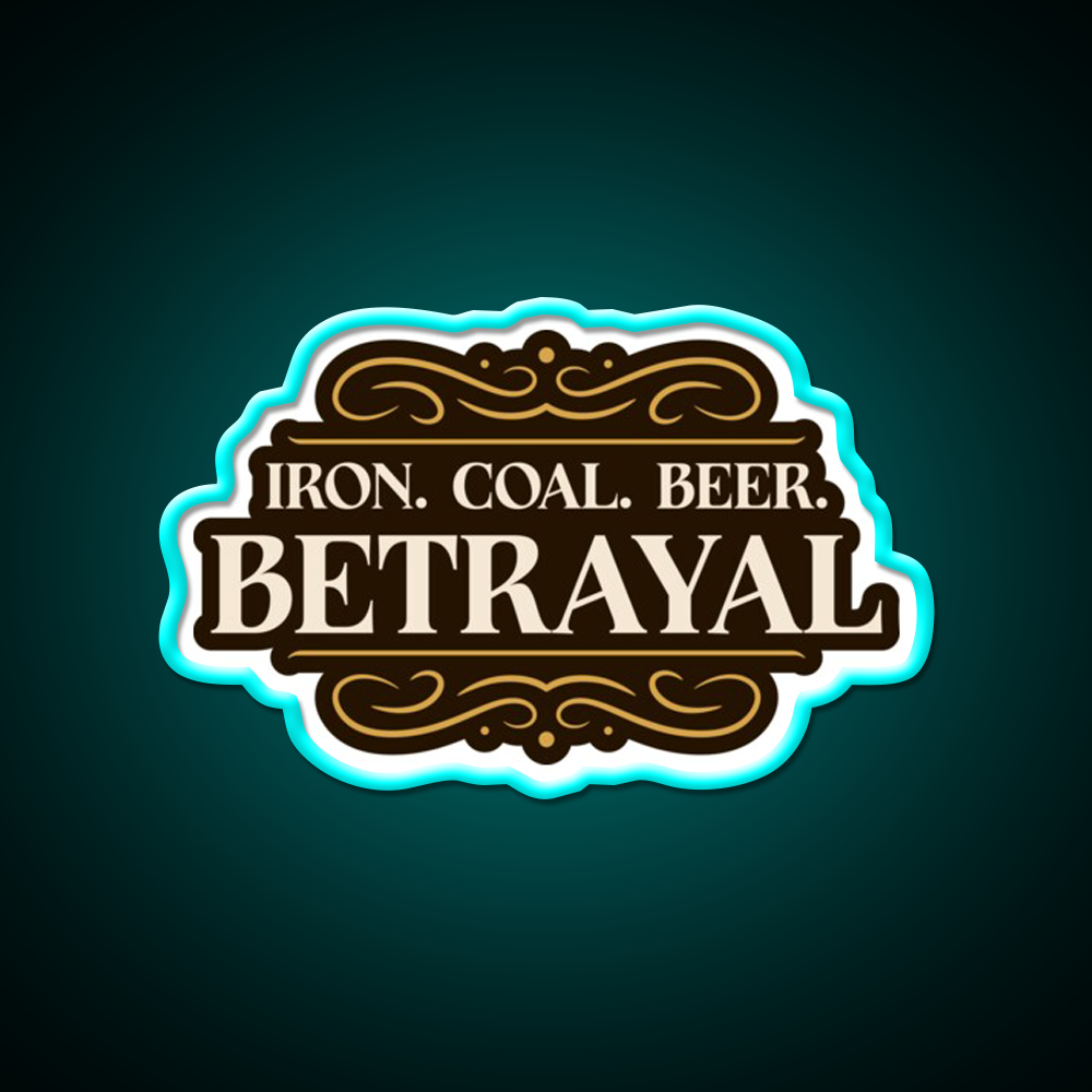 Betrayal Iron Coal Beer Brass Boardgame Beer Bar Decor Led Neon Sign Rgb Color - Size and dimension reference