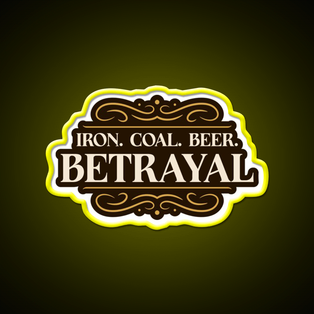 Betrayal Iron Coal Beer Brass Boardgame Beer Bar Decor Led Neon Sign Rgb Color - Custom LED neon sign front view