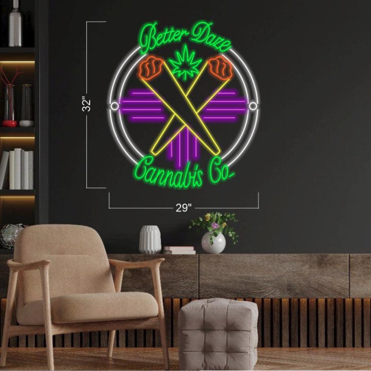 Better Daze Multicolor Cannabis Led Neon Sign Shop Display | Shineneon