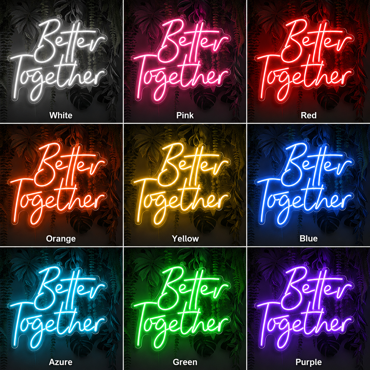 Better Together Home Wall Decor LED Neon Sign Wall Neon Sign - 05 Color Grid