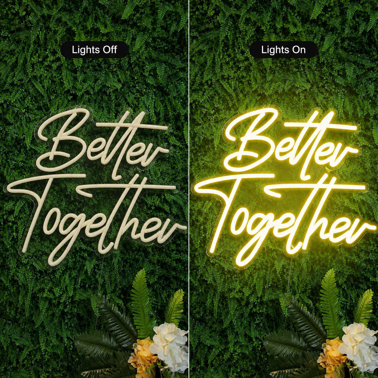 Better Together LED Neon Sign Bedroom Decor Wall Neon Sign - 06 Day Night Comparison