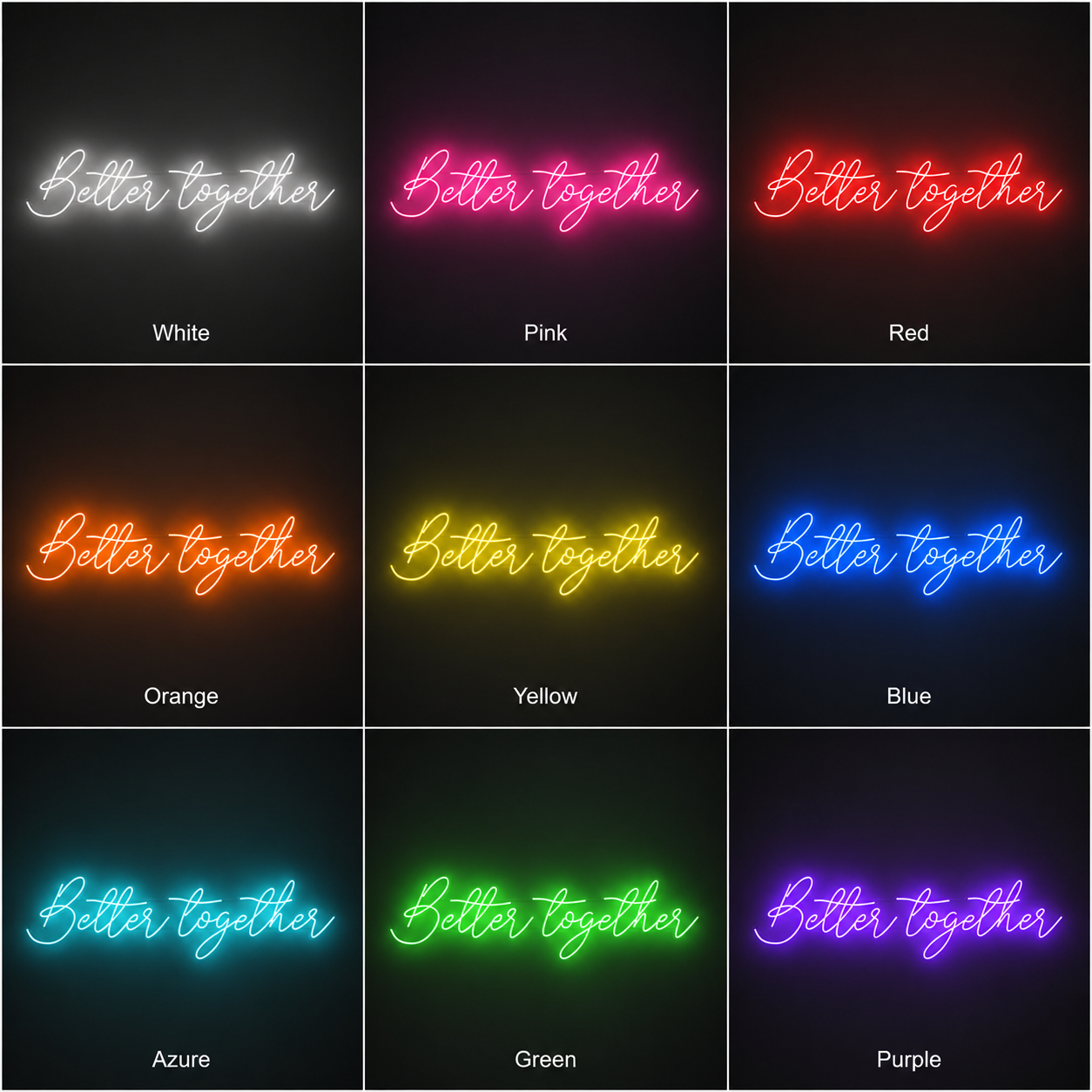 Better Together LED Neon Sign Home Wall Art Wall Neon Sign - 05 Color Grid