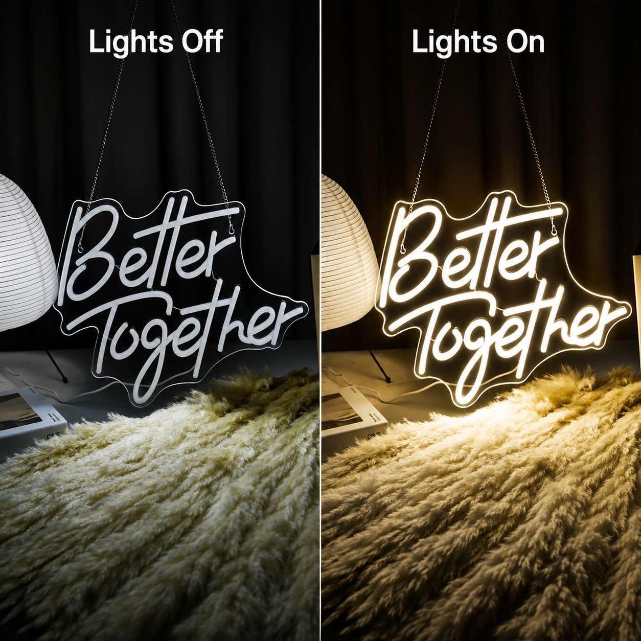 Better Together LED Neon Sign Living Room Decor Wall Neon Sign - 06 Day Night Comparison