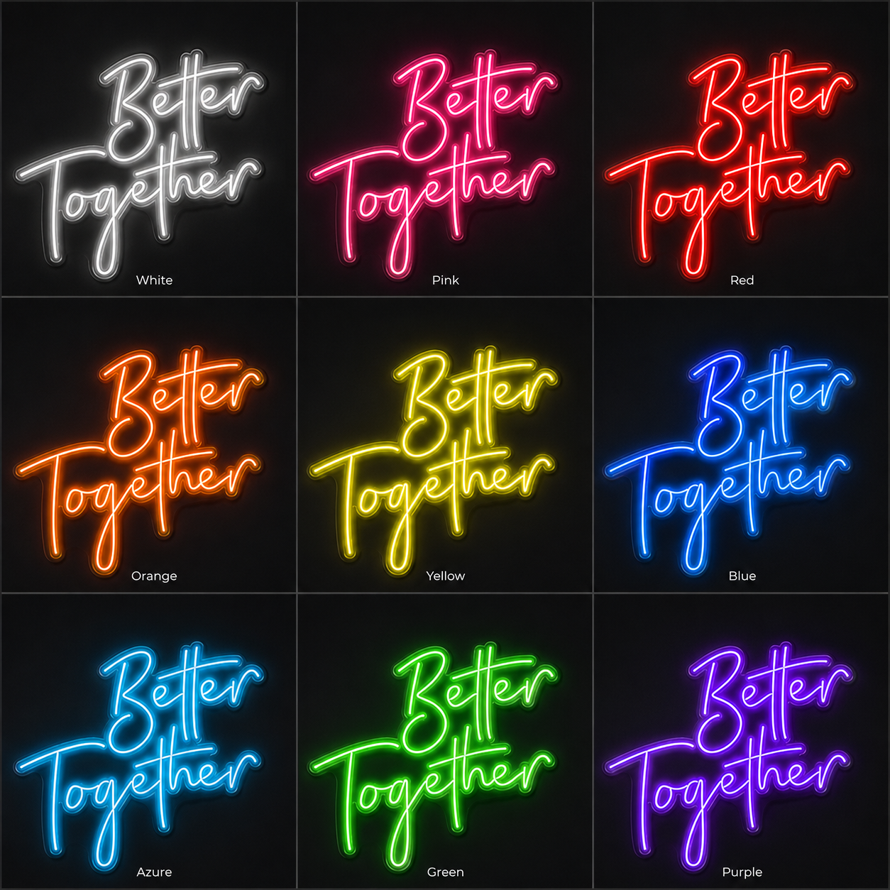 Better Together LED Neon Sign Wall Art - 05 Color Grid