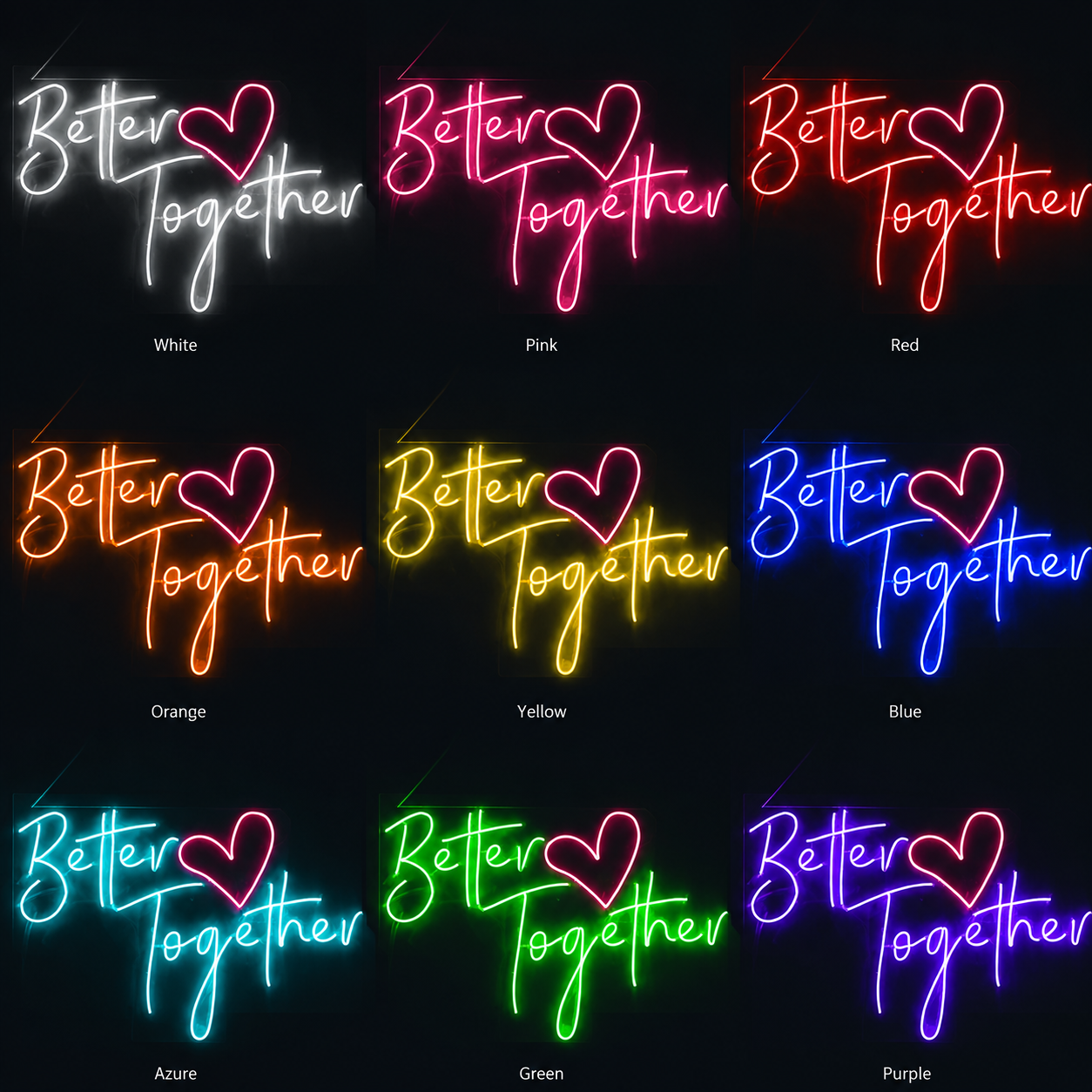 Better Together Living Room Wall Light LED Neon Sign - 05 Color Grid