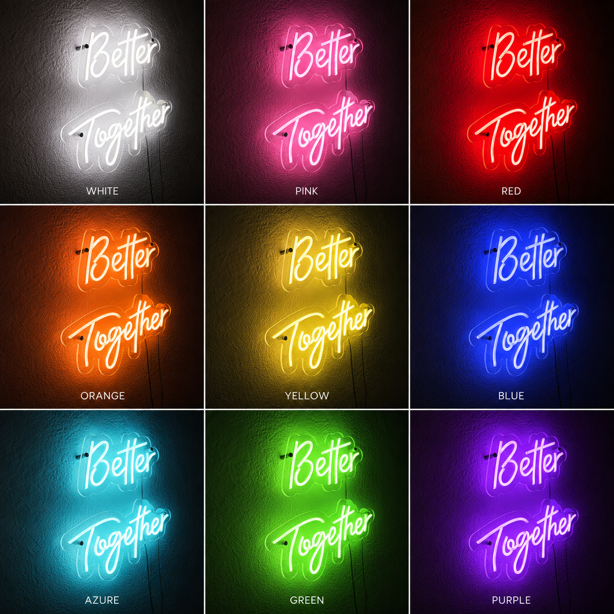 Better Together Room Wall Light LED Neon Sign Wall Neon Sign - 05 Color Grid