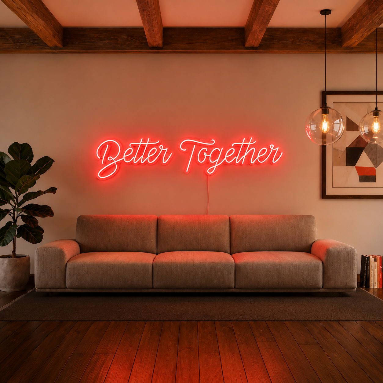 Better Together Script Living Room LED Neon Sign main product image