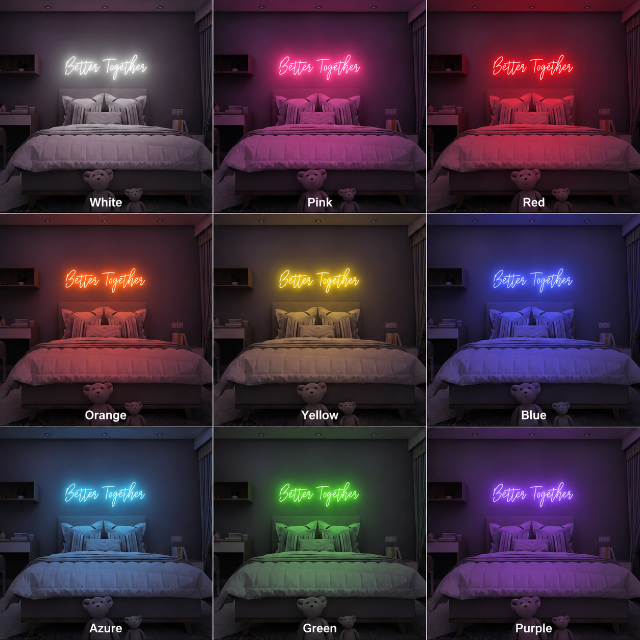 Better Together Sign Wall Decor LED Neon Sign Wall Neon Sign - 05 Color Grid
