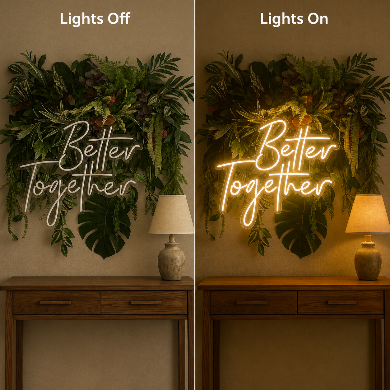 Better Together Wall Decor LED Neon Sign Wall Neon Sign - 06 Day Night Comparison