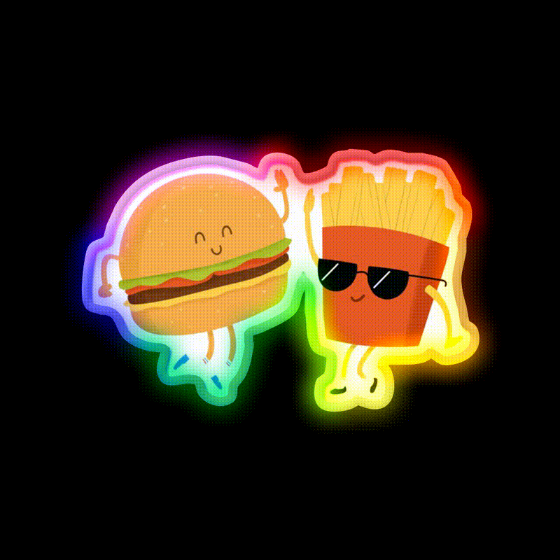 Bffs Fast Food Led Neon Sign For Burger Place Rgb Color - LED neon sign close-up detail