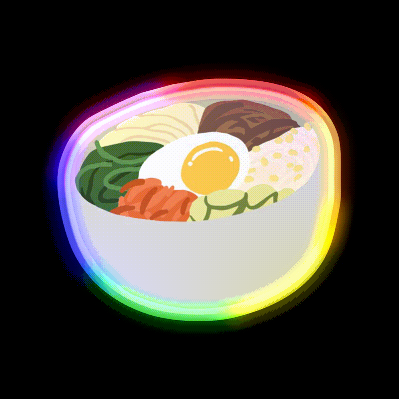 Bibimbap Korean Mixed Rice Snack Food Led Neon Sign Rgb Color - LED neon sign close-up detail