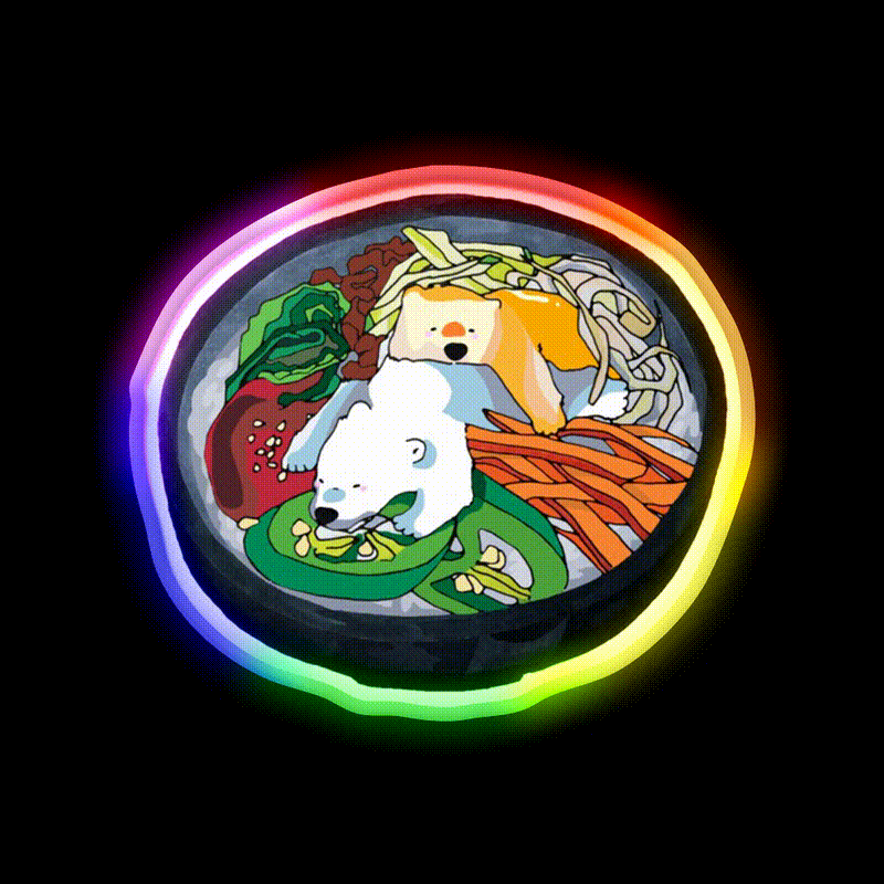 Bibimbear Snack Food Led Neon Sign Rgb Color - LED neon sign close-up detail