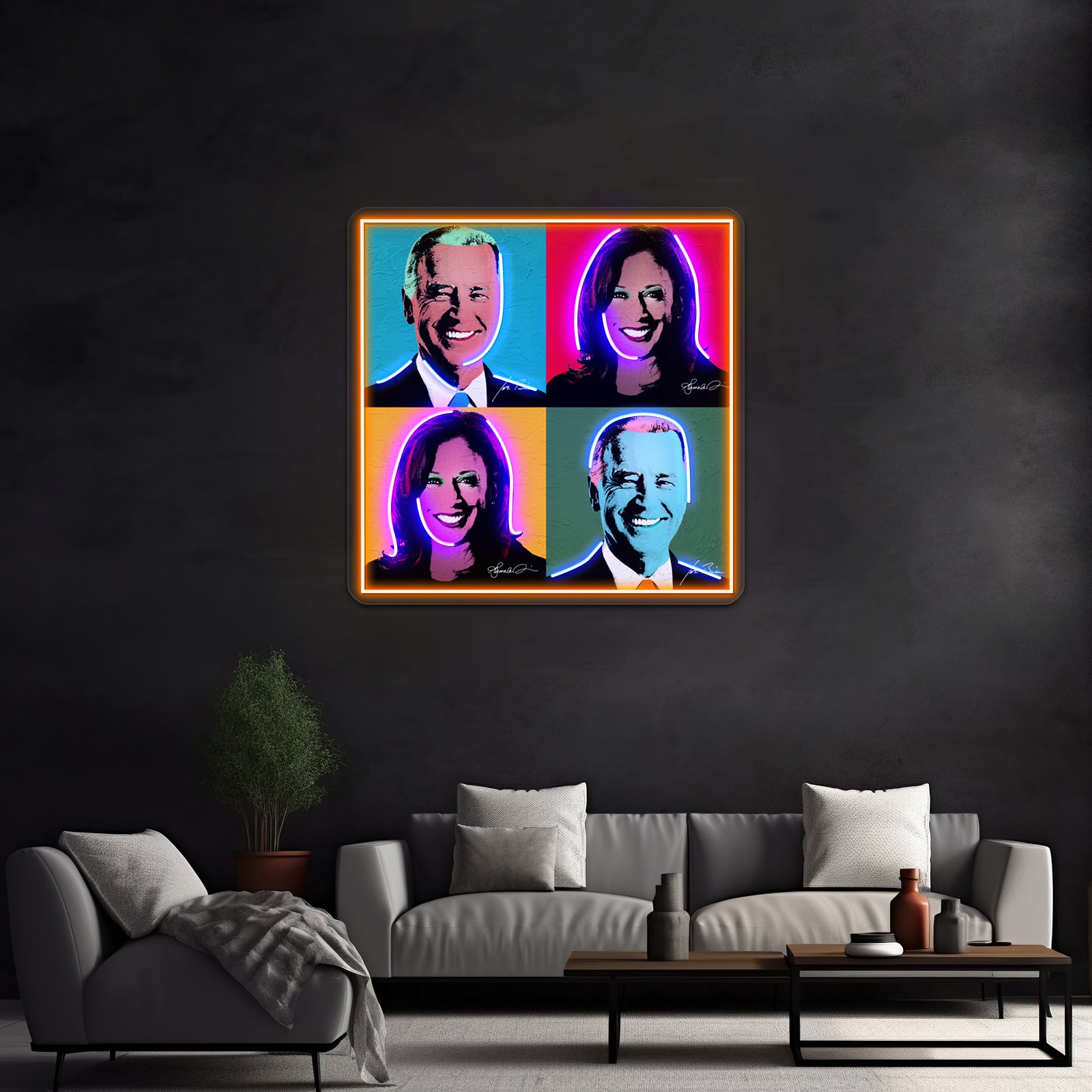 Biden Harris Pop Art Portrait Artwork Led Neon Sign | Shineneon