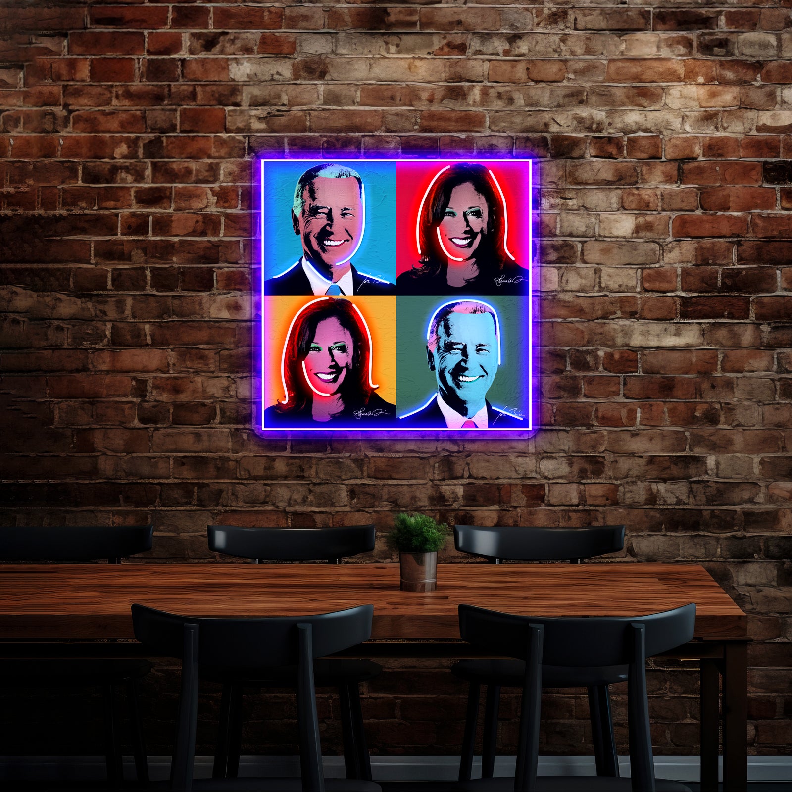 Biden Harris Pop Art Portrait Artwork Led Neon Sign | Shineneon