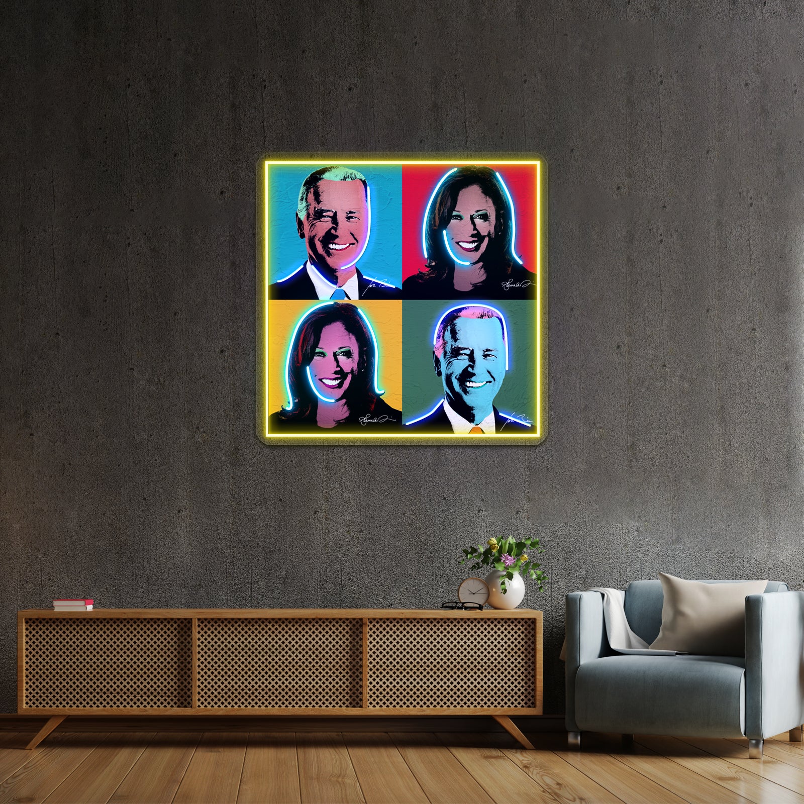 Biden Harris Pop Art Portrait Artwork Led Neon Sign | Shineneon