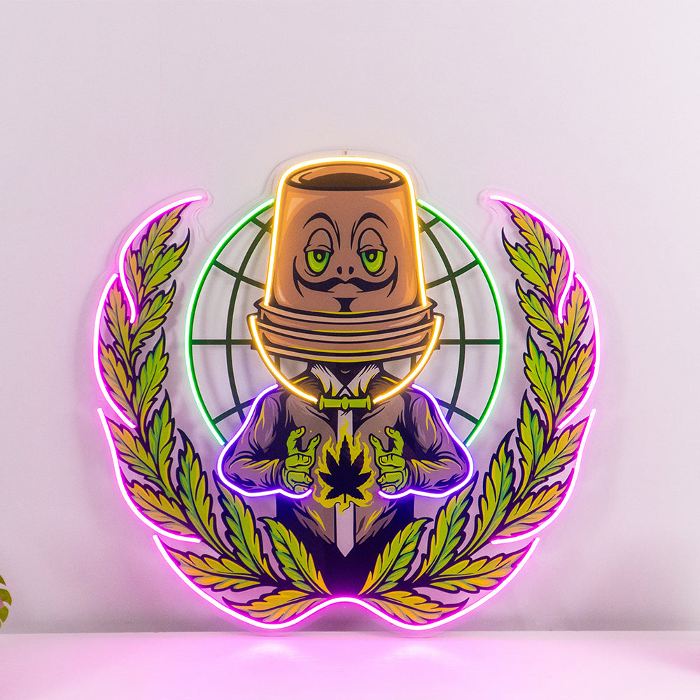 Urban Nightlife Weed Leaf Pop Led Neon Sign Wall Art for Business Shop
