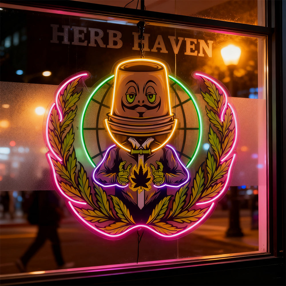 Urban Nightlife Weed Leaf Pop Led Neon Sign Wall Art for Business Shop
