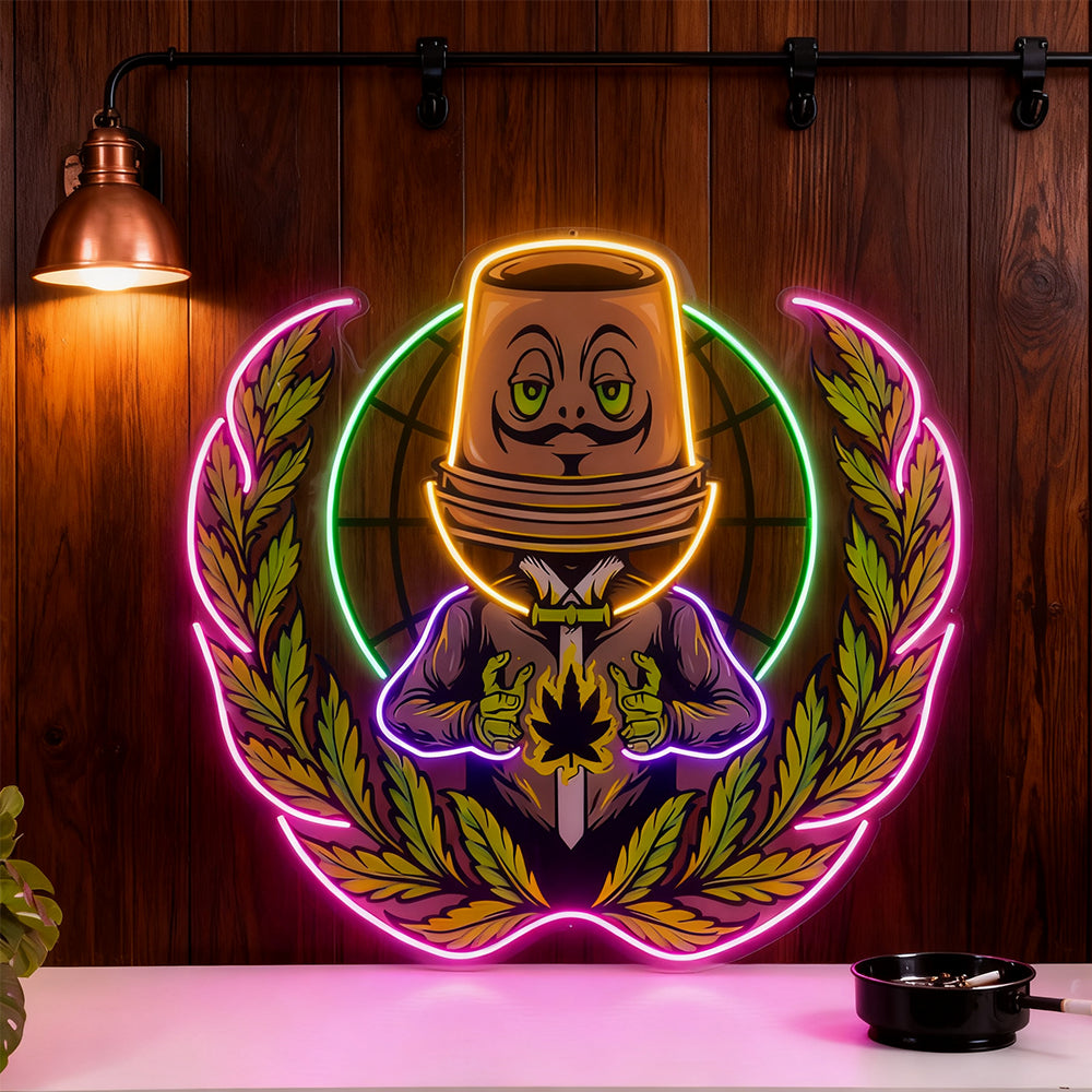 Urban Nightlife Weed Leaf Pop Led Neon Sign Wall Art for Business Shop