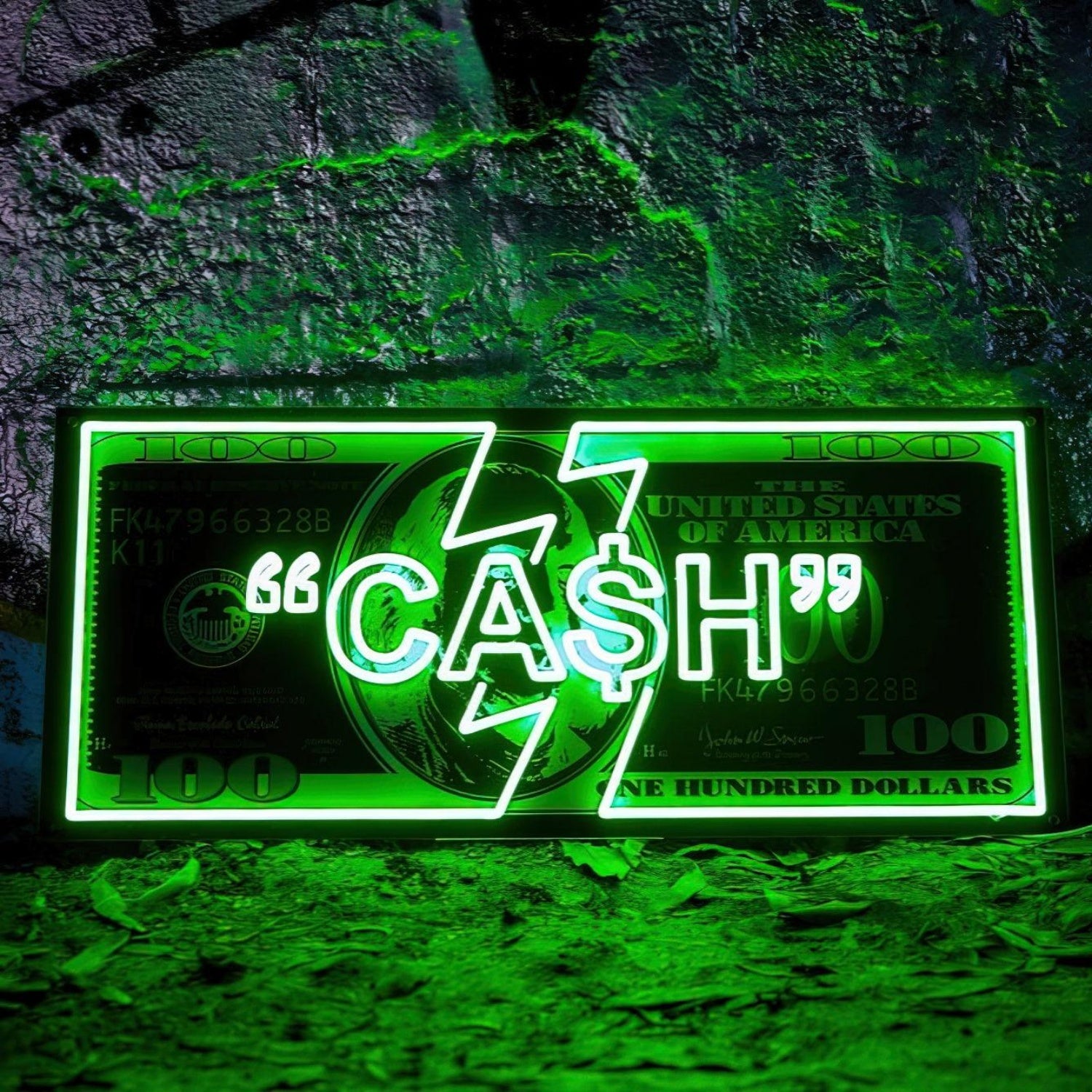 Big Benjamin Cash Bolt Led Neon Sign For Trendy Bar Decor | Shineneon