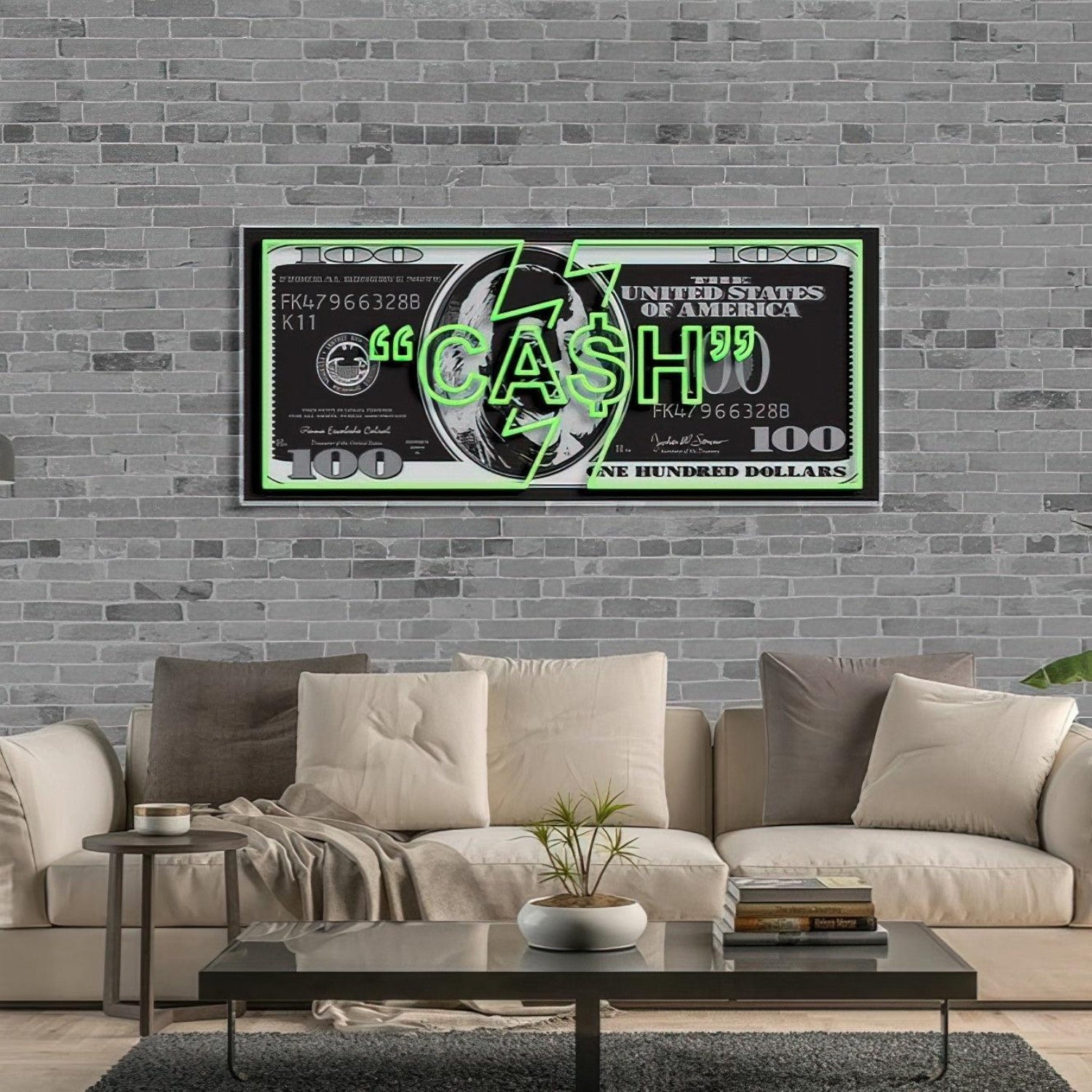 Big Benjamin Cash Bolt Led Neon Sign For Trendy Bar Decor | Shineneon