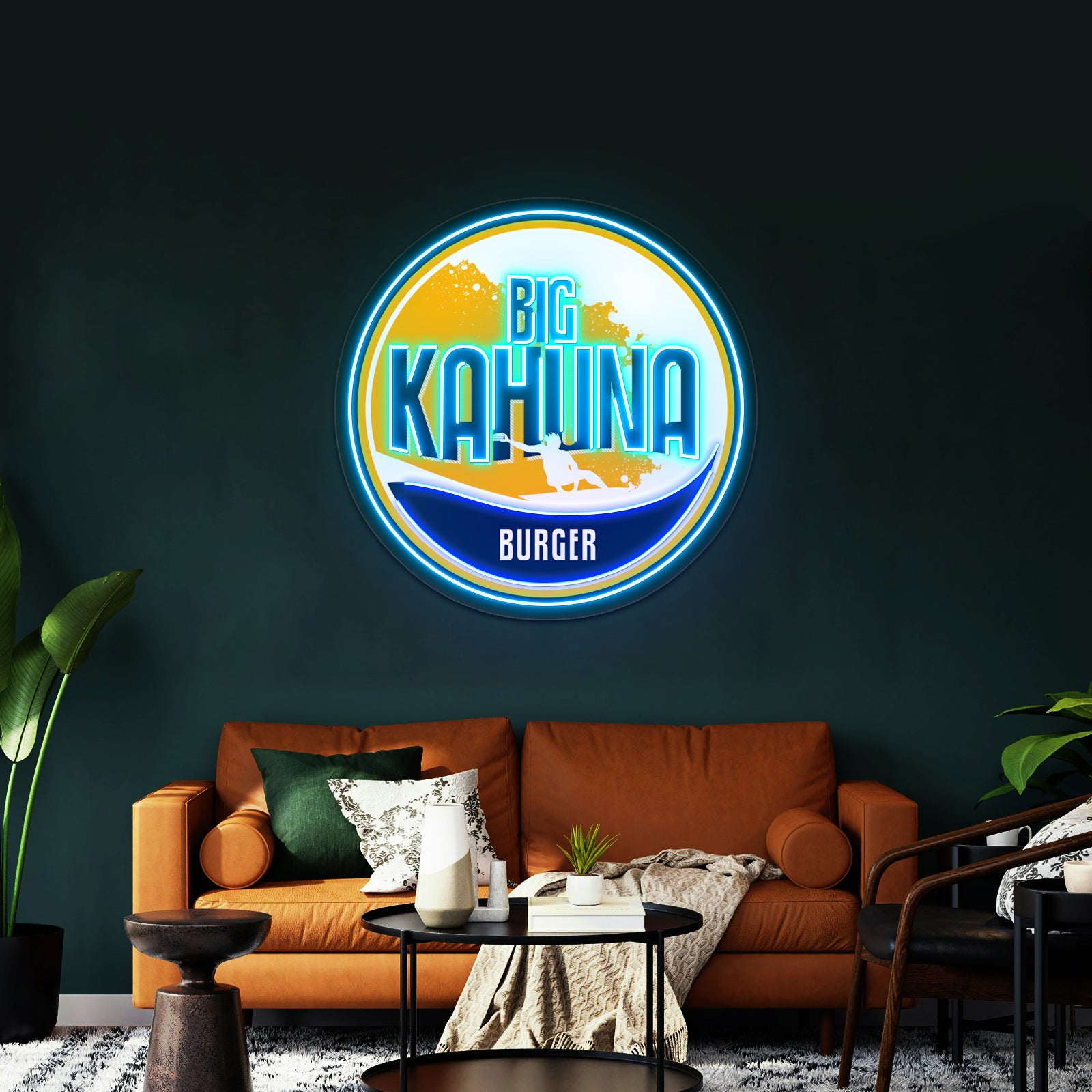 Big Kahuna Burger Artwork Led Neon Sign - Size and dimension reference