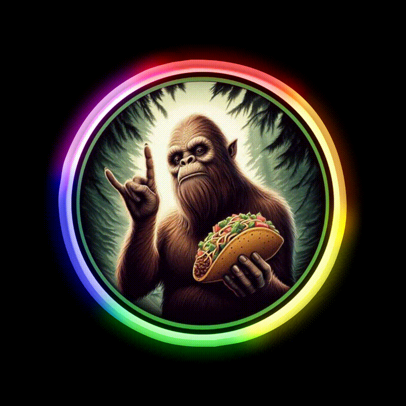 Bigfoot And Taco Led Neon Sign Mexican Food Sign Rgb Color - LED neon sign close-up detail