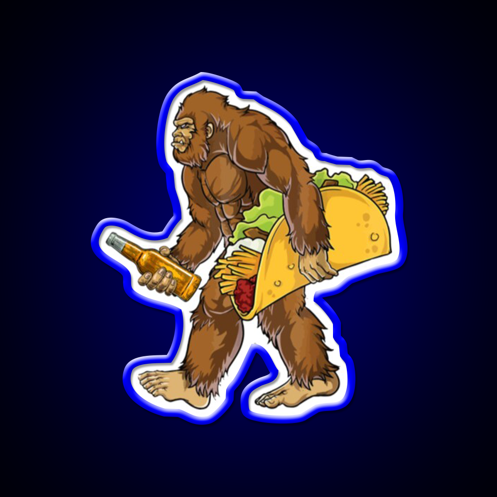 Bigfoot Carrying Taco And Beer Bar Decor Led Neon Sign Rgb Color - LED neon sign view 5