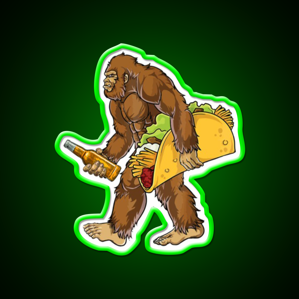 Bigfoot Carrying Taco And Beer Bar Decor Led Neon Sign Rgb Color - LED neon sign view 8