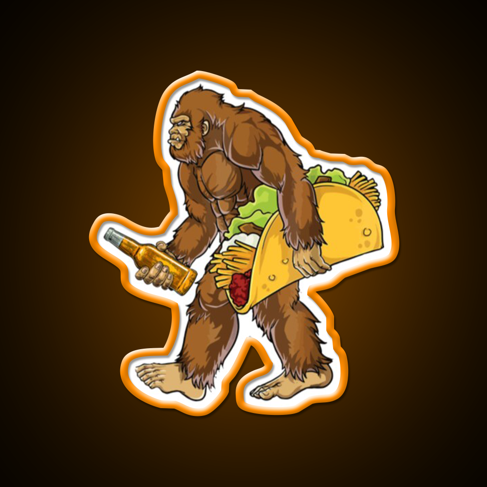 Bigfoot Carrying Taco And Beer Bar Decor Led Neon Sign Rgb Color - LED neon sign view 6