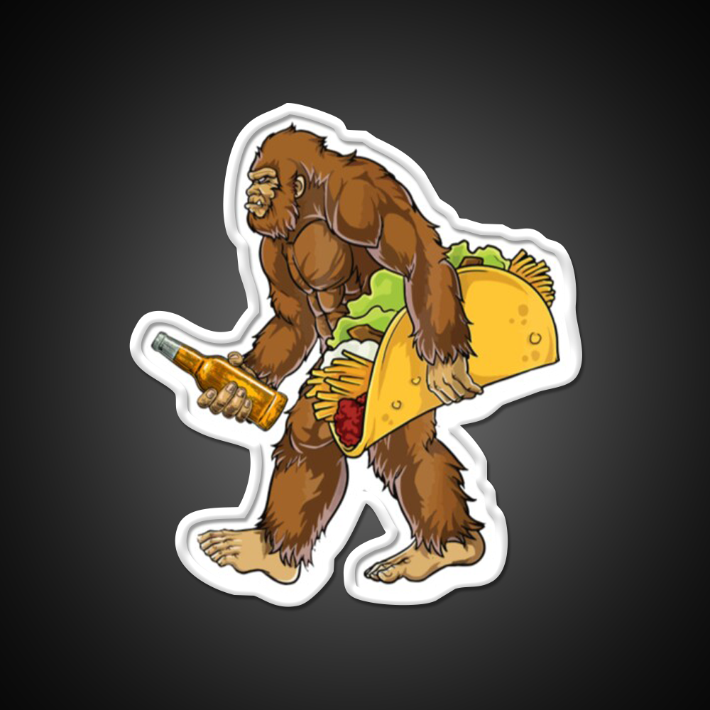 Bigfoot Carrying Taco And Beer Bar Decor Led Neon Sign Rgb Color - LED neon sign view 11