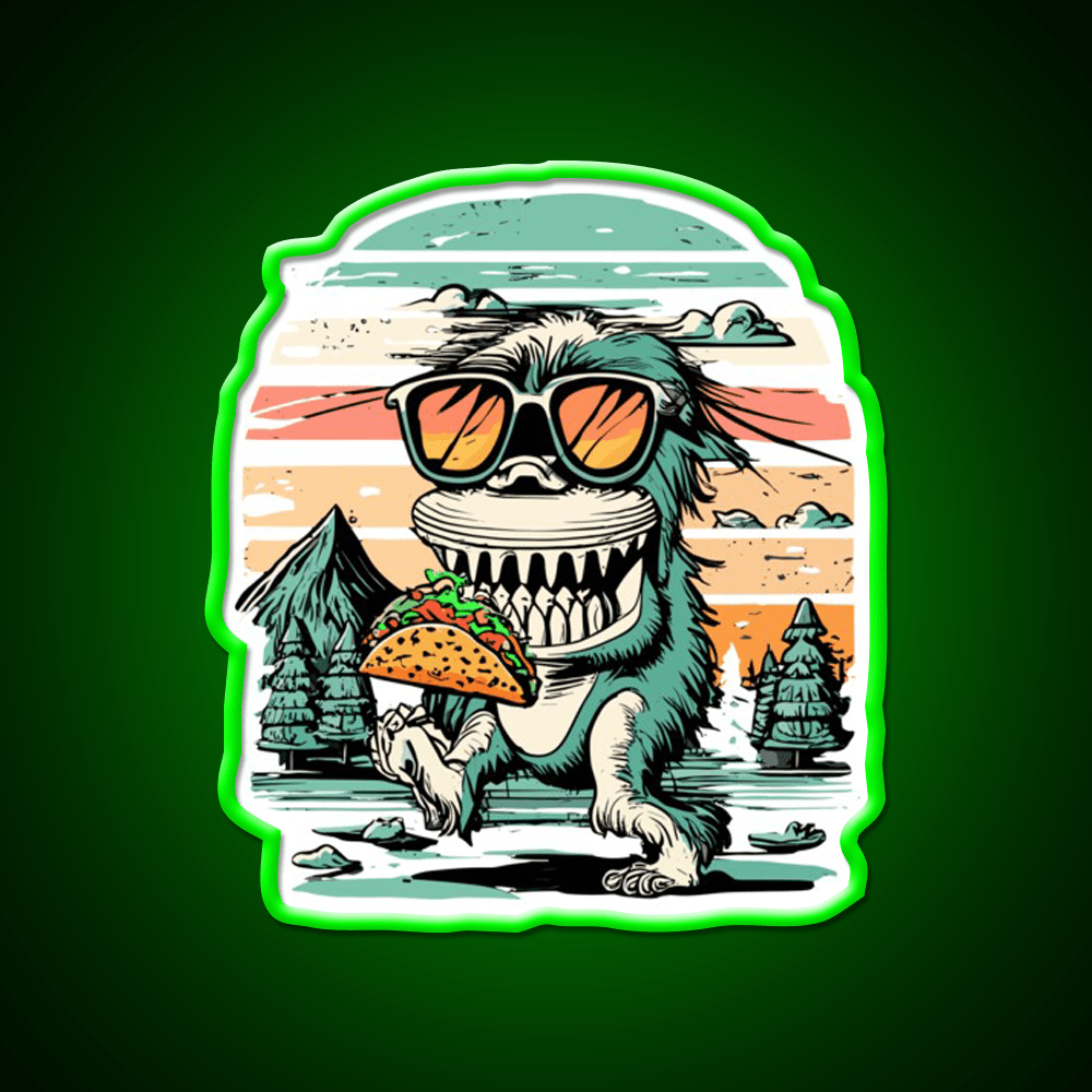 Bigfoot Carrying Taco Sunset Taco Led Neon Sign Mexican Food Sign Rgb Color - Shineneon