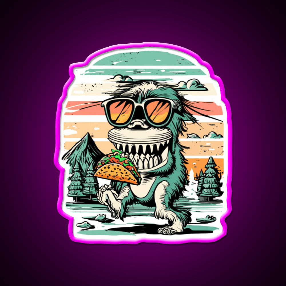 Bigfoot Carrying Taco Sunset Taco Led Neon Sign Mexican Food Sign Rgb Color - Shineneon