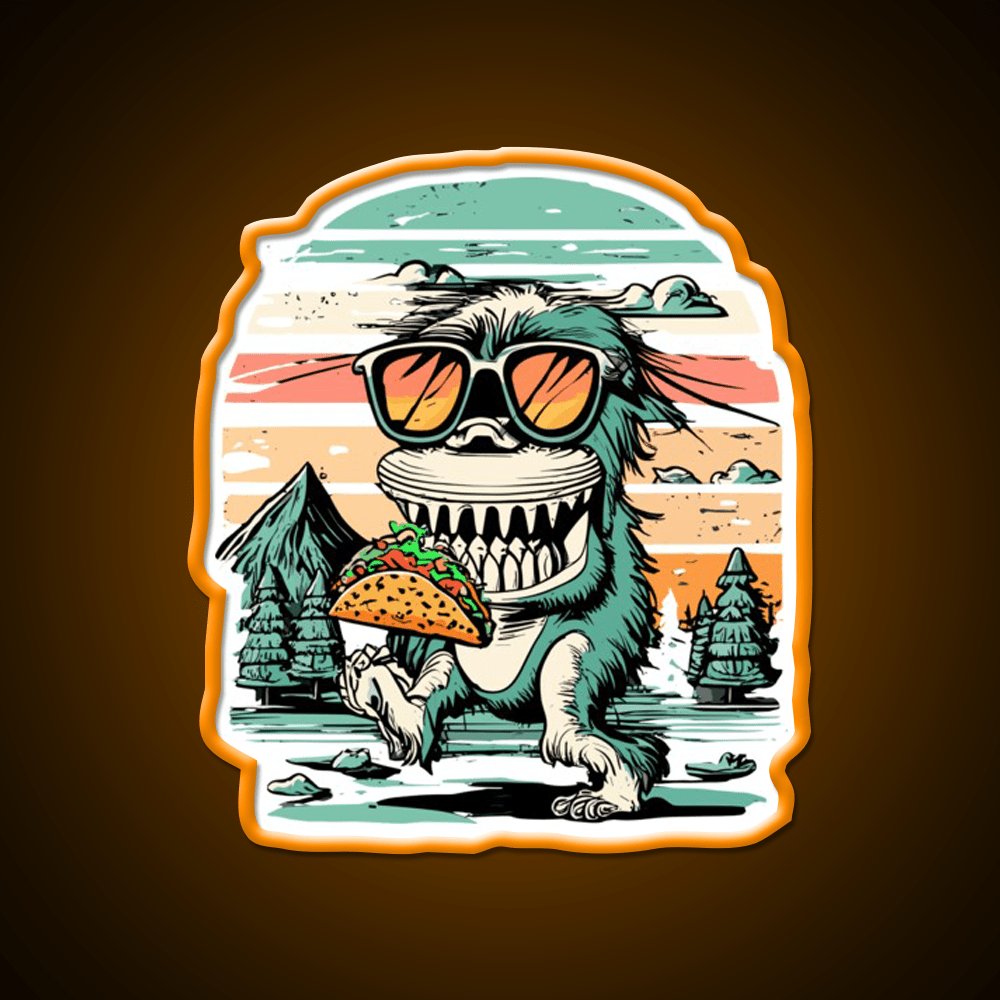 Bigfoot Carrying Taco Sunset Taco Led Neon Sign Mexican Food Sign Rgb Color - Shineneon