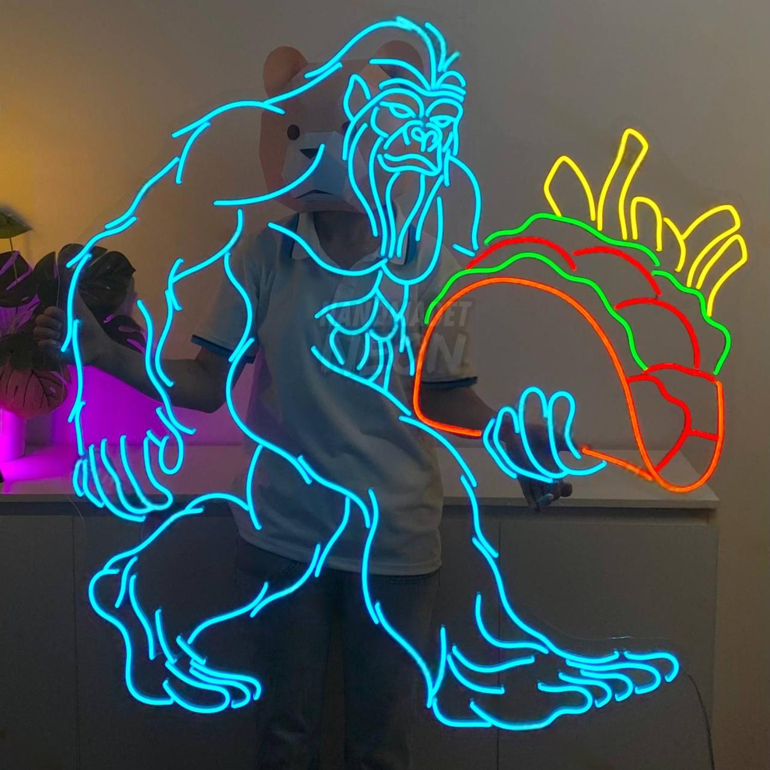 Bigfoot Holding Taco Led Neon Sign Food Led Neon Sign | Shineneon