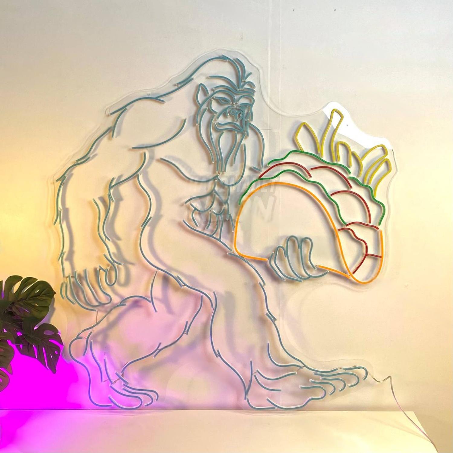 Bigfoot Holding Taco Led Neon Sign Food Led Neon Sign | Shineneon