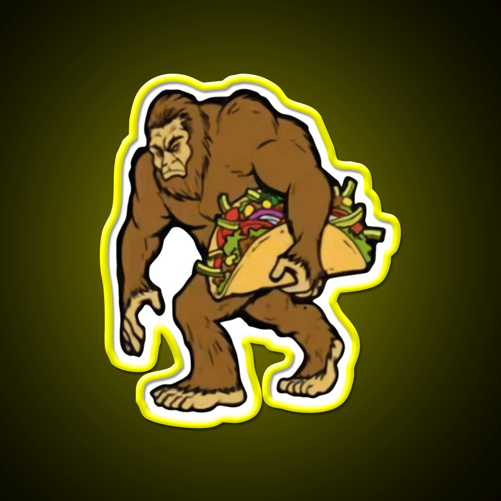 Bigfoot Sasquatch Carrying Taco Led Neon Sign Mexican Food Sign Rgb Color - Shineneon