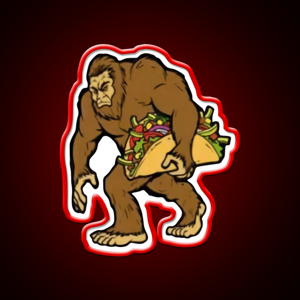 Bigfoot Sasquatch Carrying Taco Led Neon Sign Mexican Food Sign Rgb Color - Shineneon