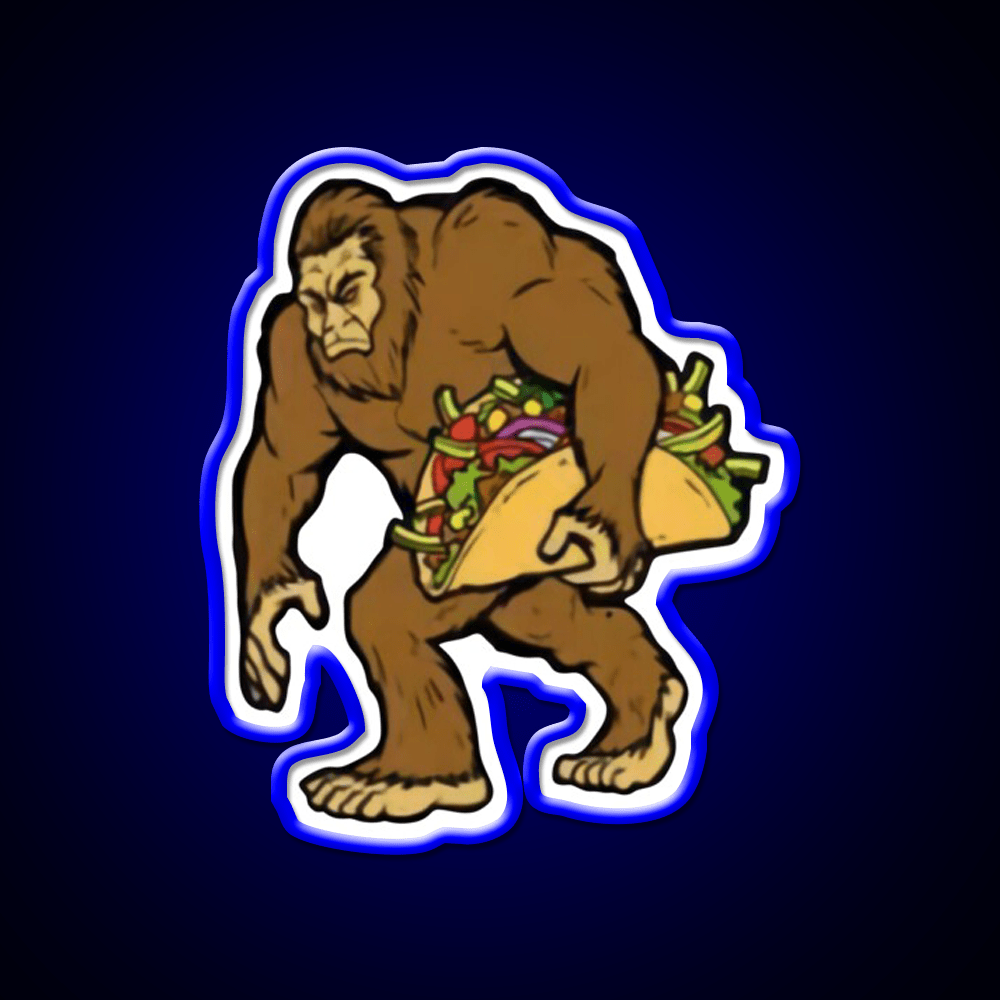 Bigfoot Sasquatch Carrying Taco Led Neon Sign Mexican Food Sign Rgb Color - Shineneon