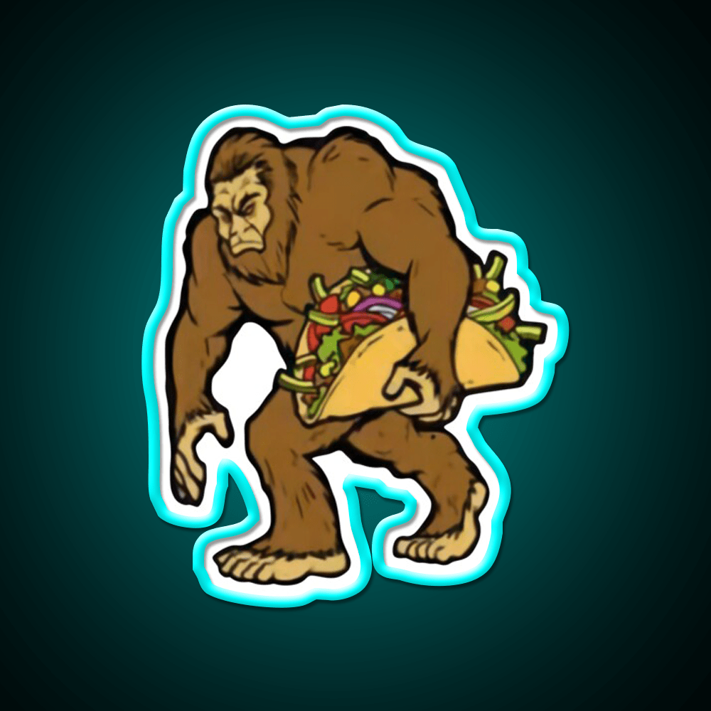 Bigfoot Sasquatch Carrying Taco Led Neon Sign Mexican Food Sign Rgb Color - Shineneon