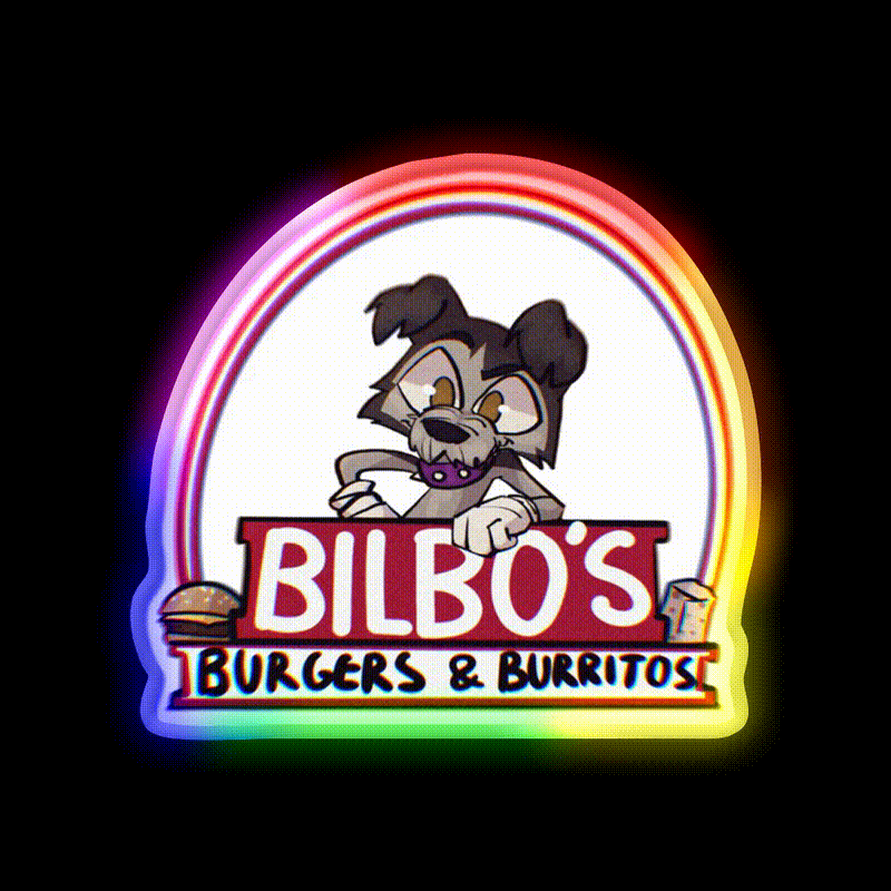 Bilbos Burgers Burritos Fast Food Led Neon Sign For Burger Place Rgb Color - LED neon sign close-up detail