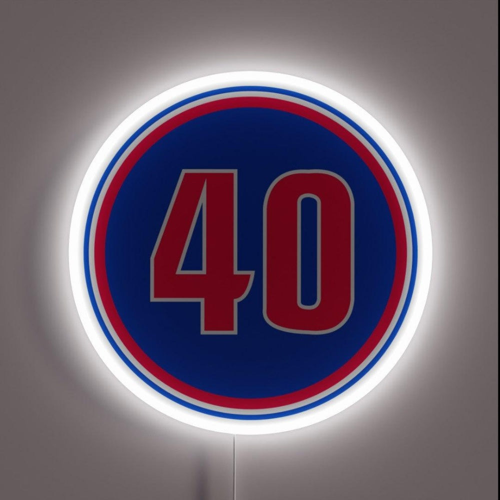 Bill Laimbeer Number 40 Jersey Detroit Pistons Rgb Led Neon Sign - Custom LED neon sign front view