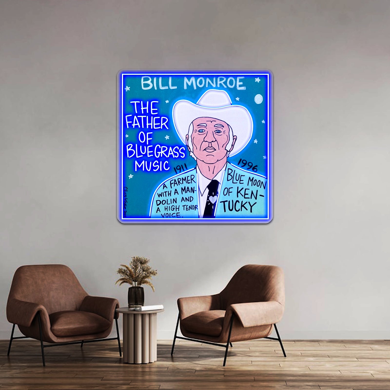 Bill Monroe Bluegrass Pop Folk Artwork Led Neon Sign | Shineneon