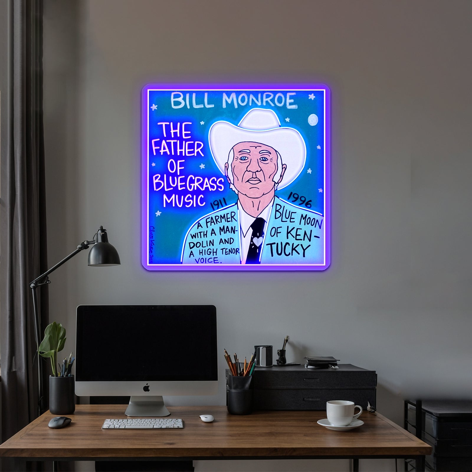 Bill Monroe Bluegrass Pop Folk Artwork Led Neon Sign | Shineneon