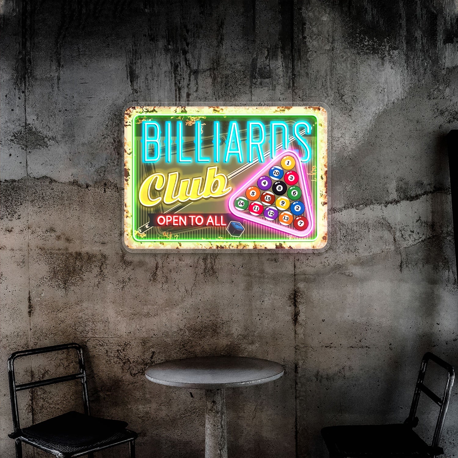Billiards Open to All Acrylic Led Neon Sign | Shineneon